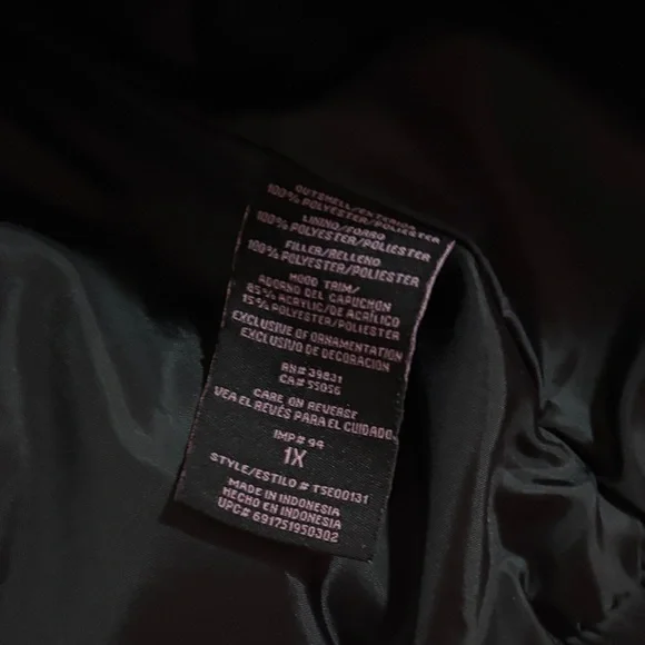 Baby Phat Satin Black Puffer Coat with Faux Fur Hood - Picture 8 of 8